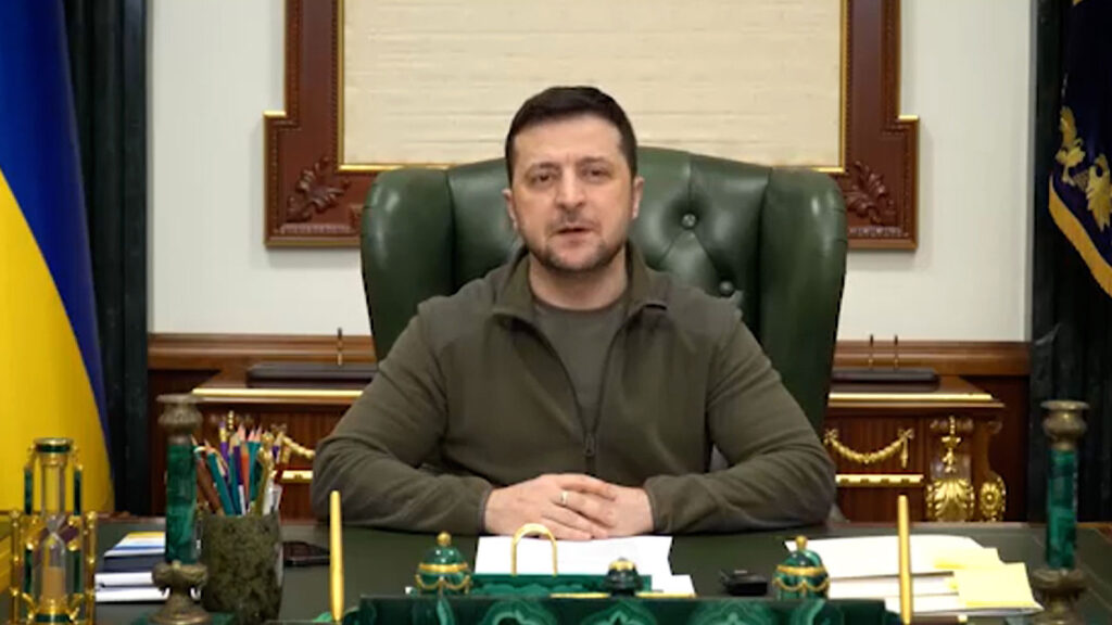 Ukrainian President Zelensky seen in his office for first time since Russian invasion began