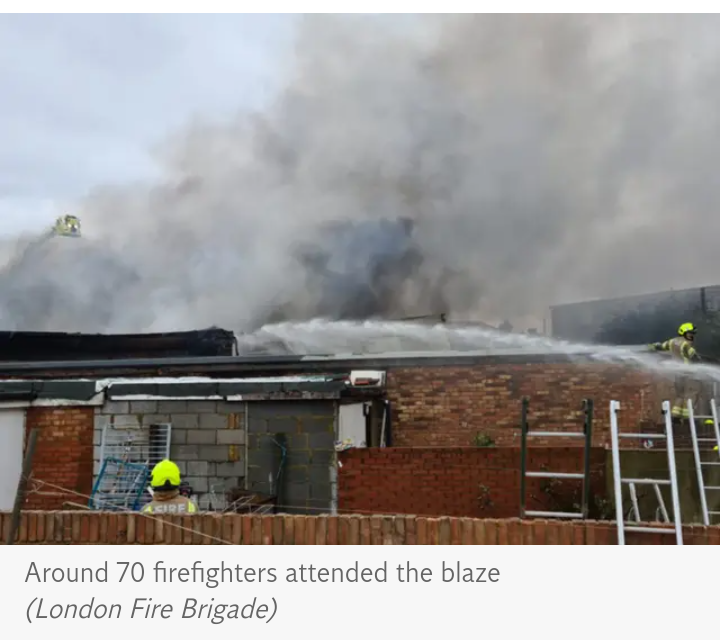 Blaze near Heathrow Airport with huge black smoke clouds seen for miles