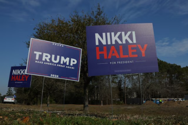 Campaign signs for Republican